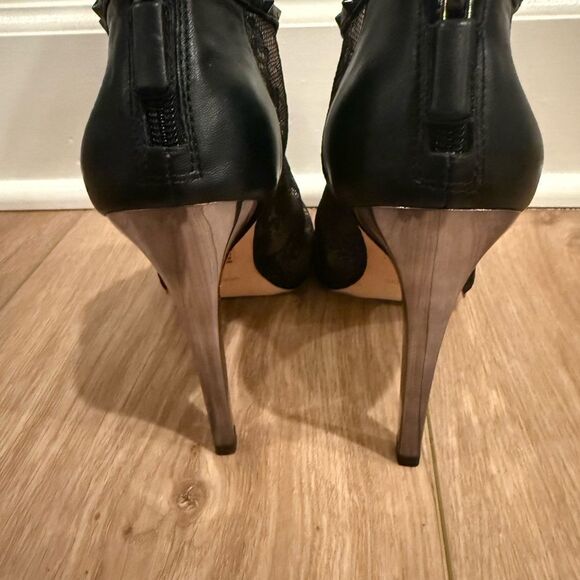 BCBGMaxAzria Elegant Black Lace Stiletto Heels with Studs - Picture 7 of 9